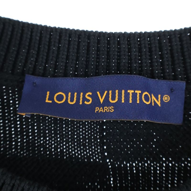 Louis Vuitton 23AW Damier Cotton Knit Sweater Black Rm232q TBY Hnn41w