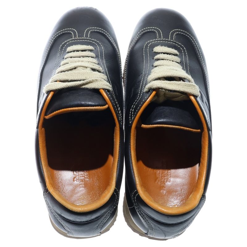 Hermes Quick H Logo Leather Low Cut Sneakers Black Women