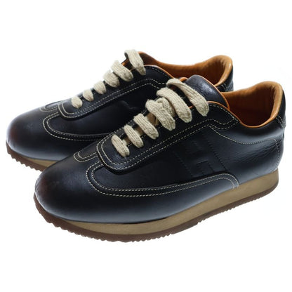Hermes Quick H Logo Leather Low Cut Sneakers Black Women