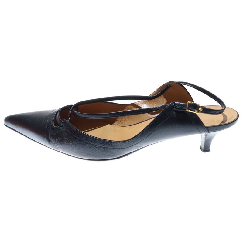 Hermes Cross Belt Leather Sandals Black Women