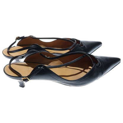 Hermes Cross Belt Leather Sandals Black Women