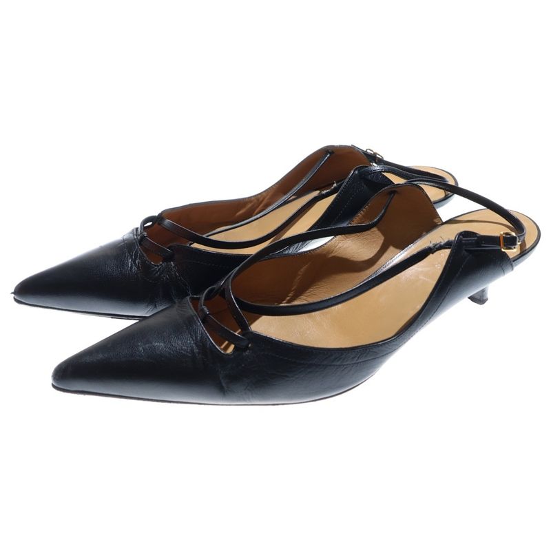 Hermes Cross Belt Leather Sandals Black Women