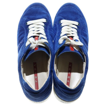 Prada Side Logo Suede Low Cut Sneakers Blue 2641
