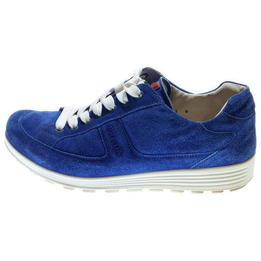 Prada Side Logo Suede Low Cut Sneakers Blue 2641
