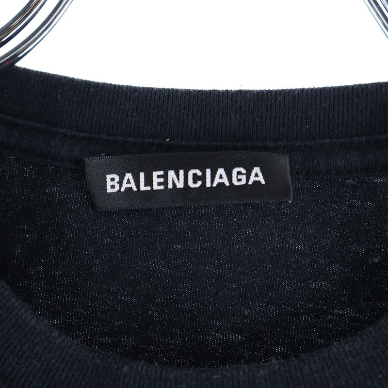 Balenciaga 18SS BB Logo Print Crewneck Short Sleeve T-shirt Cut And Sewn Black