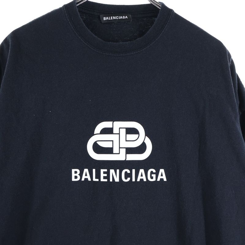 Balenciaga 18SS BB Logo Print Crewneck Short Sleeve T-shirt Cut And Sewn Black