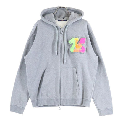 Louis Vuitton 22AW 3DLV Graffiti Embroidered Zip-up Hoodie Grey Rm222m UYR