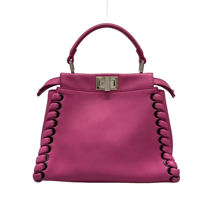 Fendi Handbag Beautiful Peekaboo Iconic Small 8bn244 Pink Leather