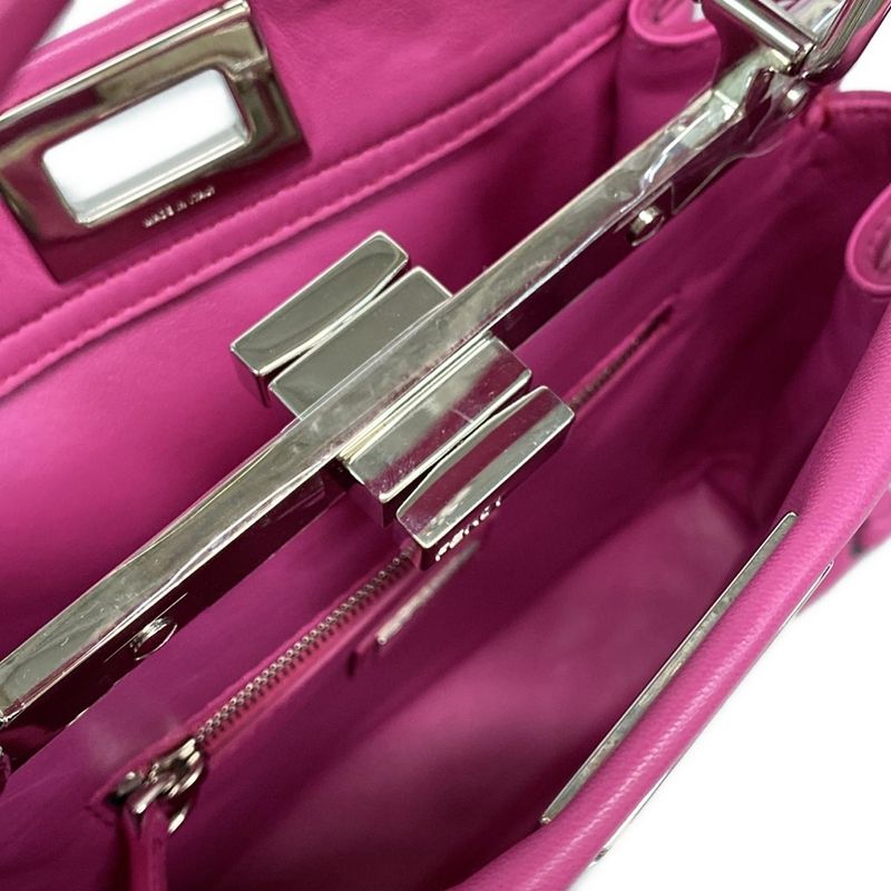 Fendi Handbag Beautiful Peekaboo Iconic Small 8bn244 Pink Leather