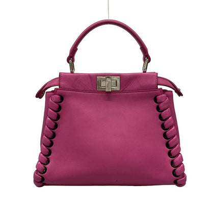 Fendi Handbag Beautiful Peekaboo Iconic Small 8bn244 Pink Leather