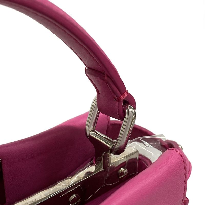 Fendi Handbag Beautiful Peekaboo Iconic Small 8bn244 Pink Leather
