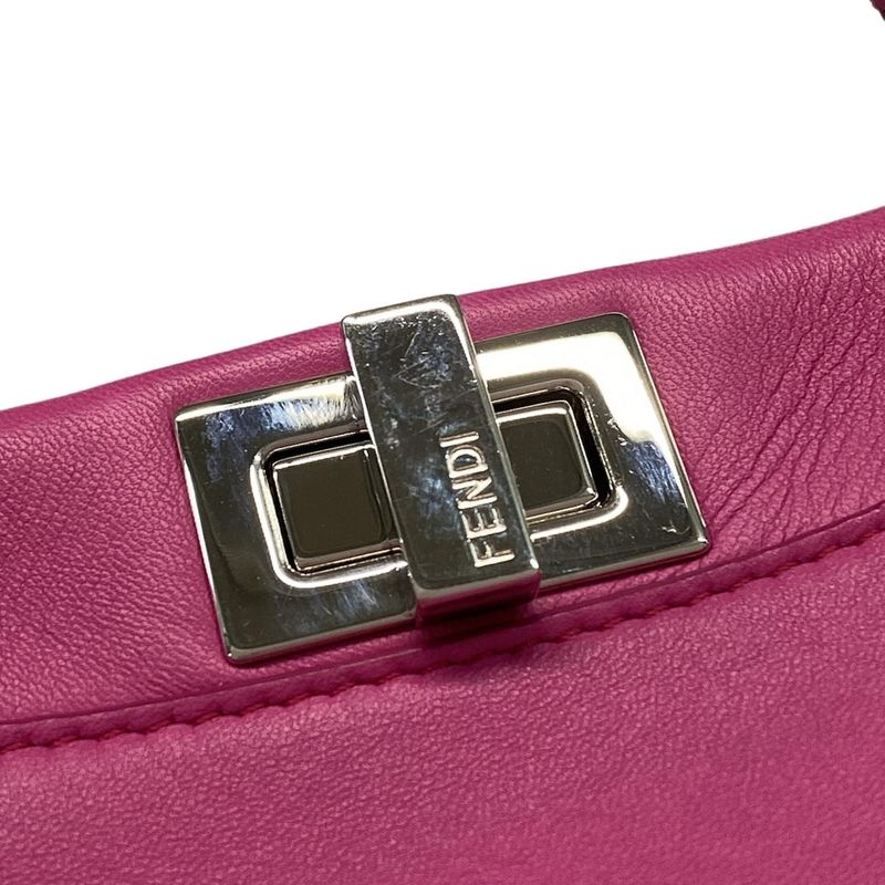 Fendi Handbag Beautiful Peekaboo Iconic Small 8bn244 Pink Leather