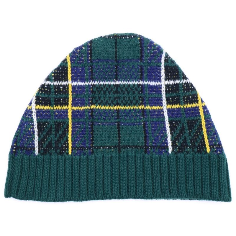 Prada Checkered Knit Hat Beanie Green Umd500