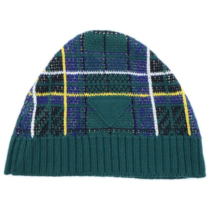 Prada Checkered Knit Hat Beanie Green Umd500