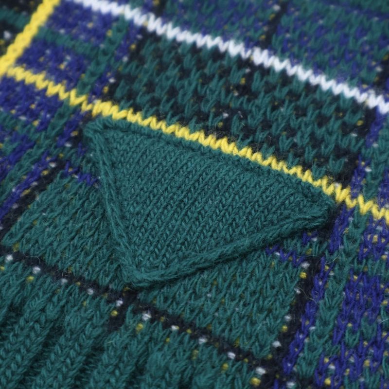 Prada Checkered Knit Hat Beanie Green Umd500