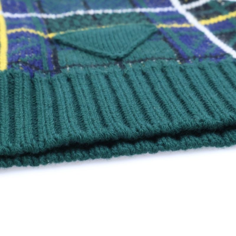 Prada Checkered Knit Hat Beanie Green Umd500