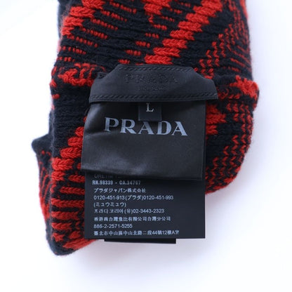 Prada Wool Knit Beanie With All Over Design Red Umd491
