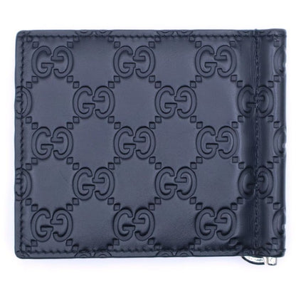 Guccissima GG Embossed Leather Money Clip Card Case Black 170580