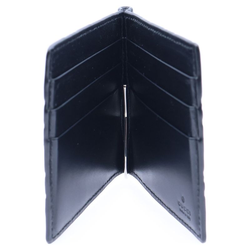 Guccissima GG Embossed Leather Money Clip Card Case Black 170580