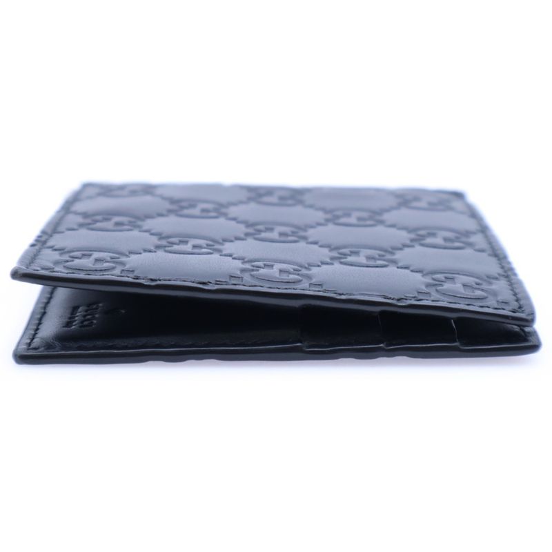 Guccissima GG Embossed Leather Money Clip Card Case Black 170580