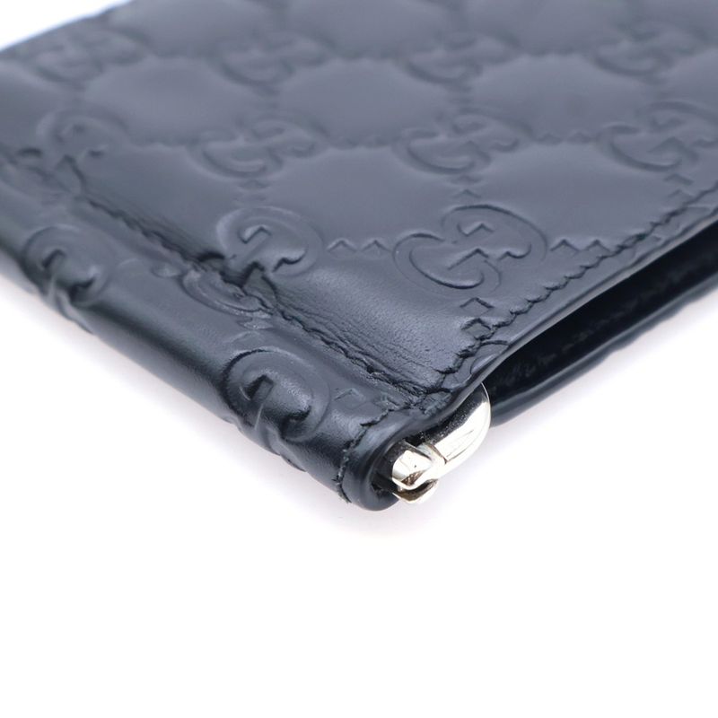 Guccissima GG Embossed Leather Money Clip Card Case Black 170580