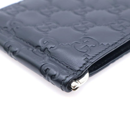 Guccissima GG Embossed Leather Money Clip Card Case Black 170580