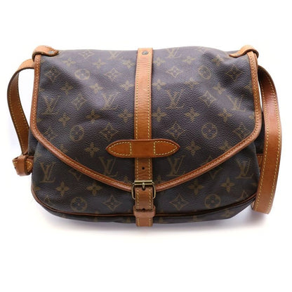 Louis Vuitton Monogram Saumur 30 Shoulder Bag Brown Leather X PVC M42256 Gold