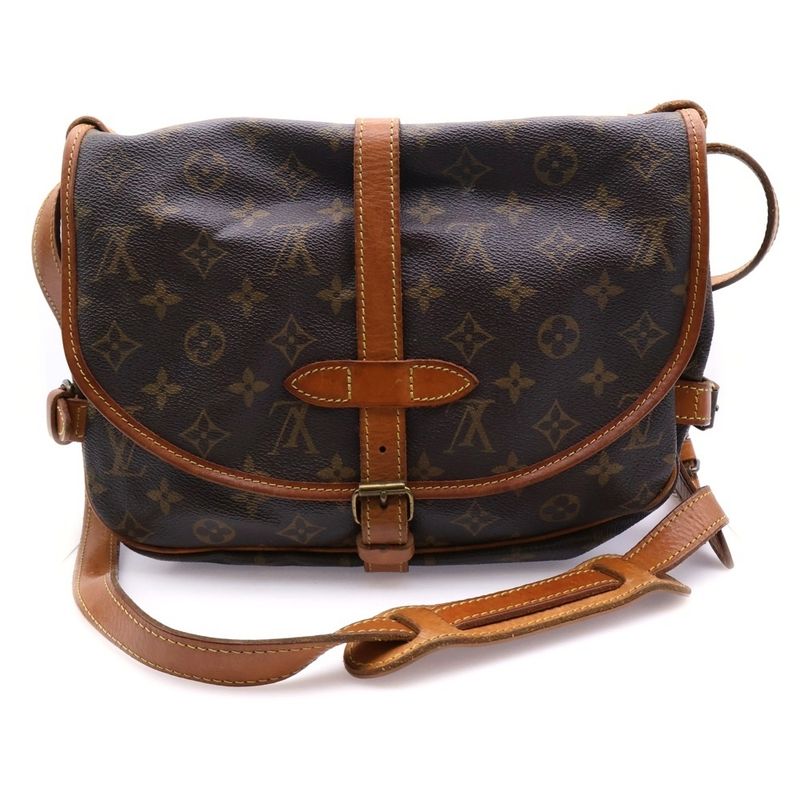 Louis Vuitton Monogram Saumur 30 Shoulder Bag Brown Leather X PVC M42256 Gold