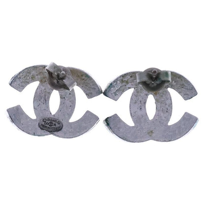 Chanel Coco Mark Earrings Silver Metal 00A