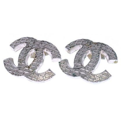 Chanel Coco Mark Earrings Silver Metal 00A