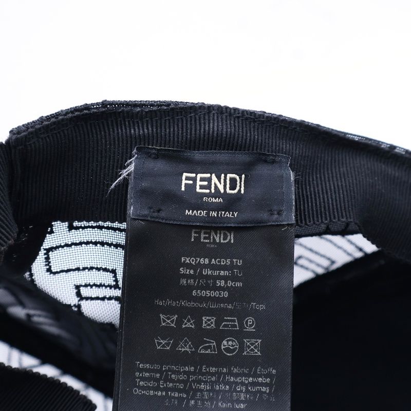 Fendi FF Logo Zucca Pattern Mesh Baseball Cap Hat Black Fxq768 ACD5