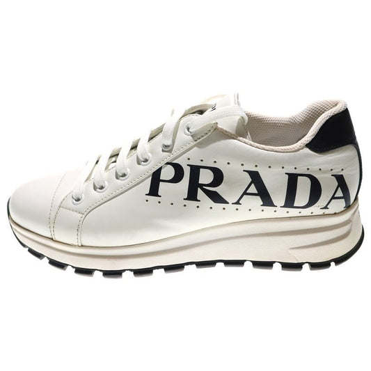 Prada Side Logo Leather Low Cut Sneakers White 1e597m
