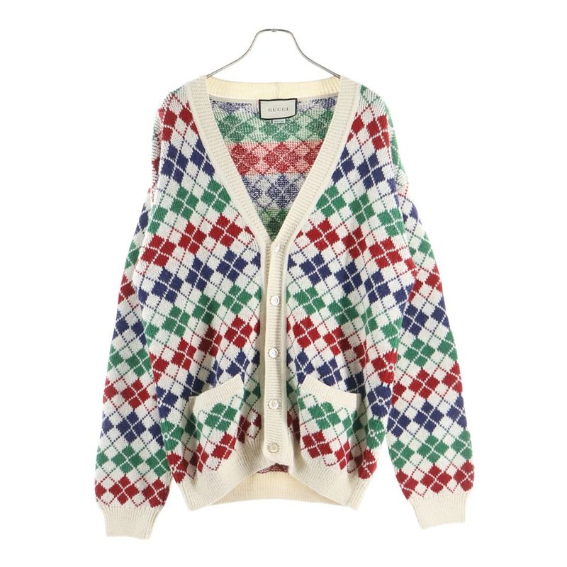 Gucci Argylle Check Cardigan Argyle Check Knit Cardigan Multi 595464 Xkaxt