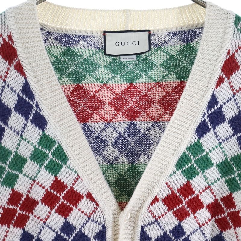 Gucci Argylle Check Cardigan Argyle Check Knit Cardigan Multi 595464 Xkaxt