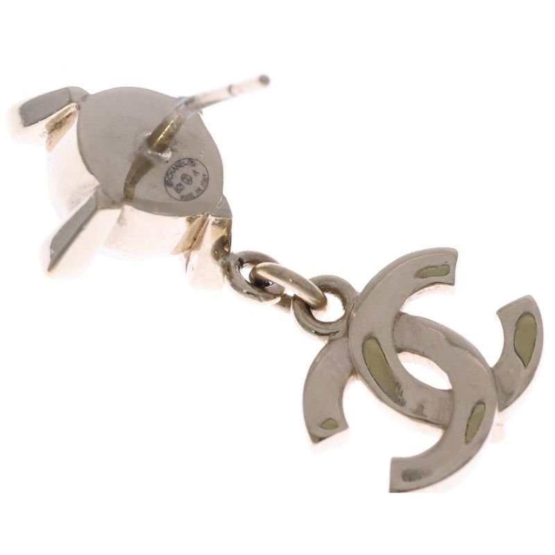 Chanel Coco Mark Faux Pearl Earrings Chien Pan Gold GP B21A