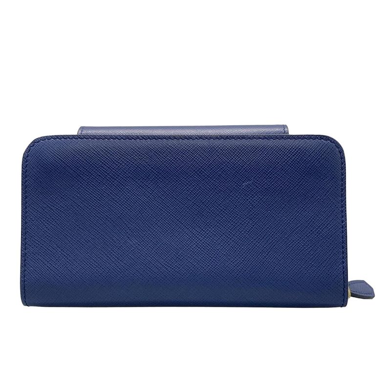 Prada Wallet - 1zh048 Blue Chain Wallet Leather
