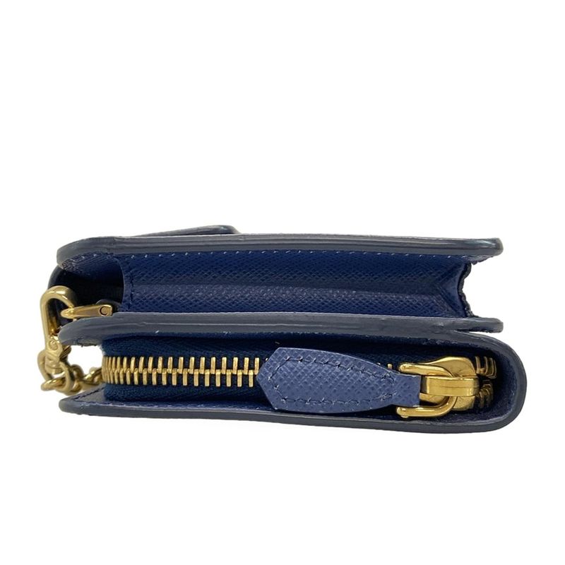 Prada Wallet - 1zh048 Blue Chain Wallet Leather
