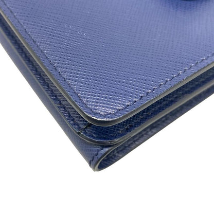 Prada Wallet - 1zh048 Blue Chain Wallet Leather