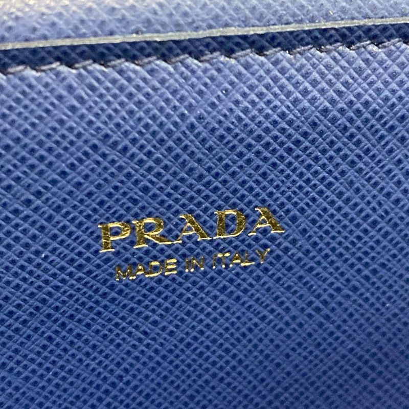 Prada Wallet - 1zh048 Blue Chain Wallet Leather