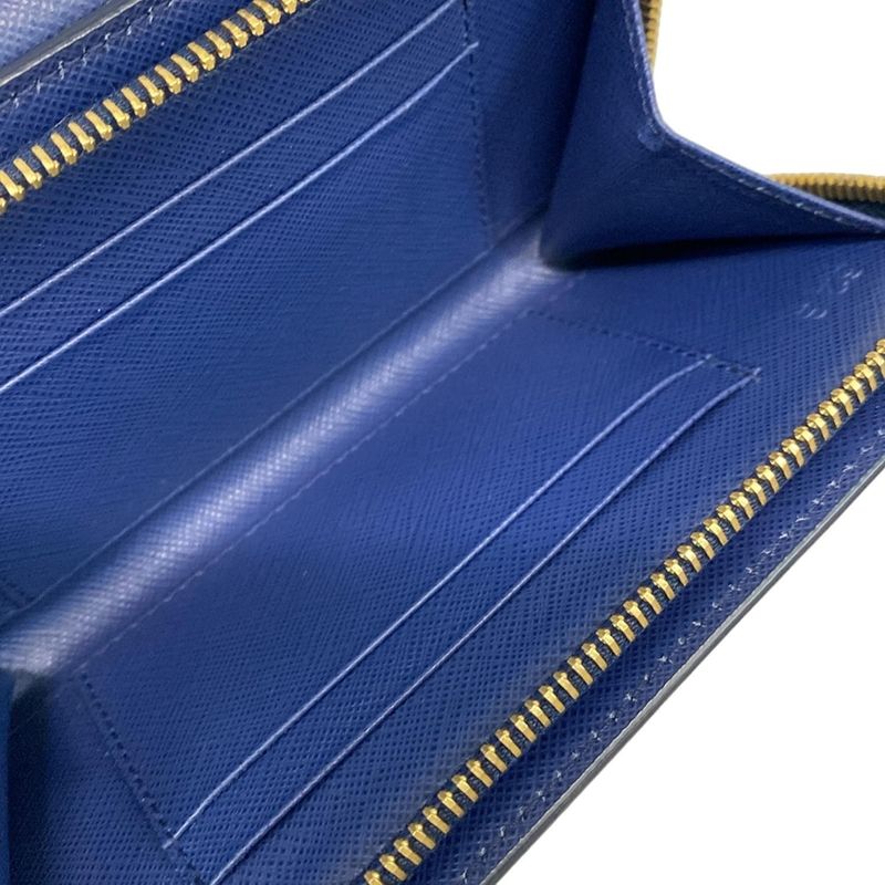 Prada Wallet - 1zh048 Blue Chain Wallet Leather