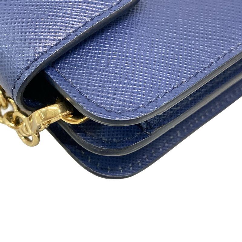 Prada Wallet - 1zh048 Blue Chain Wallet Leather