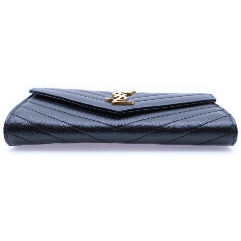 Saint Laurent Paris Cassandra V-stitch Quilted Leather Long Wallet Long Wallet