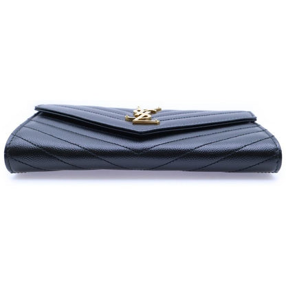 Saint Laurent Paris Cassandra V-stitch Quilted Leather Long Wallet Long Wallet