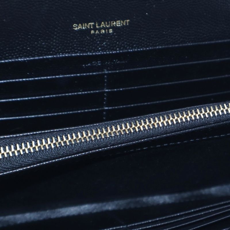 Saint Laurent Paris Cassandra V-stitch Quilted Leather Long Wallet Long Wallet