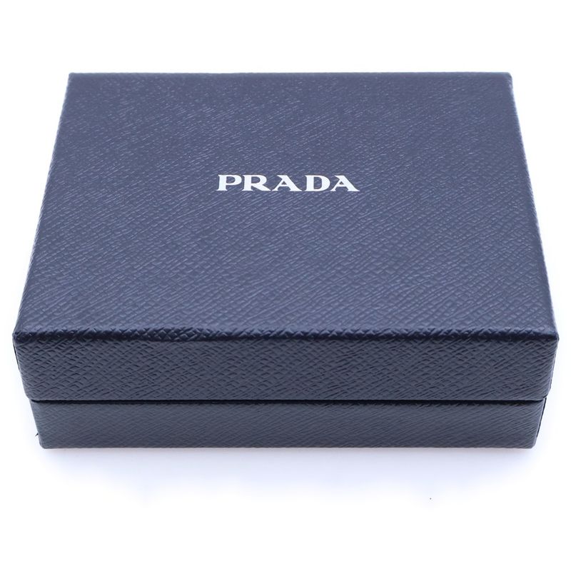 Prada Saffiano Logo Leather Compact Wallet Bifold Wallet Black Gold Gdhardware
