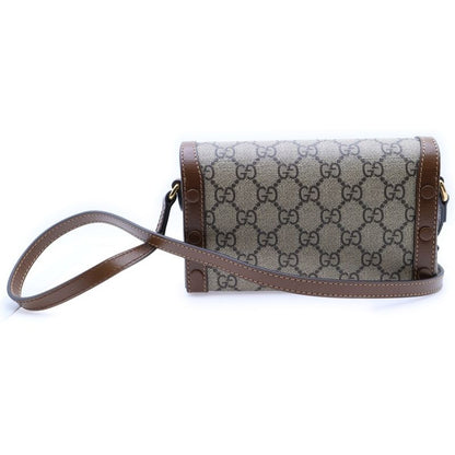 Gucci 1955 GG Supreme Horsebit Mini Leather Shoulder Bag Beige Brown 699296