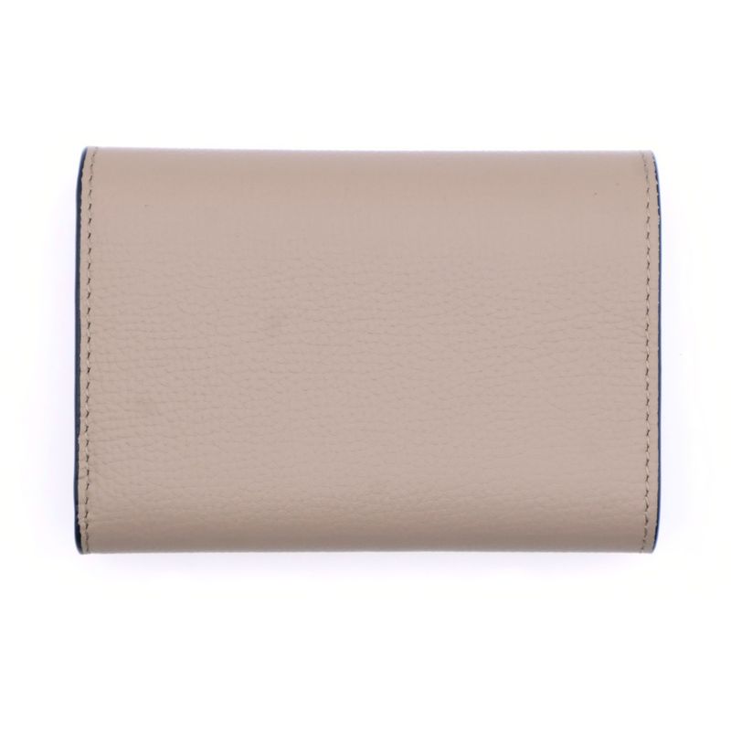 Loewe Anagram Trifold Wallet Compact Wallet Trifold Wallet Beige Leather Silver