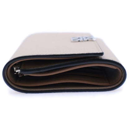 Loewe Anagram Trifold Wallet Compact Wallet Trifold Wallet Beige Leather Silver