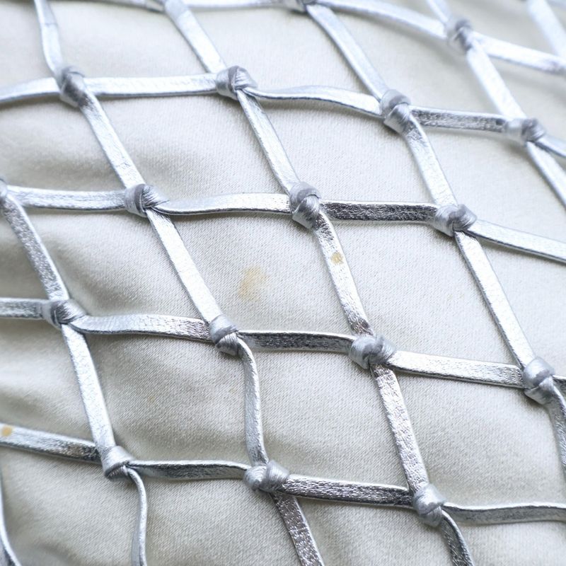 Prada Mesh Shoulder Pouch Drawstring Bag Chain Bag Silver Leather 1bc075 Silver