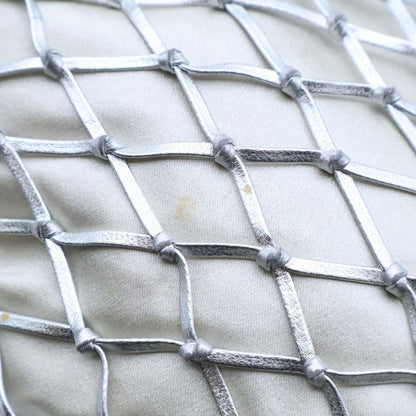 Prada Mesh Shoulder Pouch Drawstring Bag Chain Bag Silver Leather 1bc075 Silver